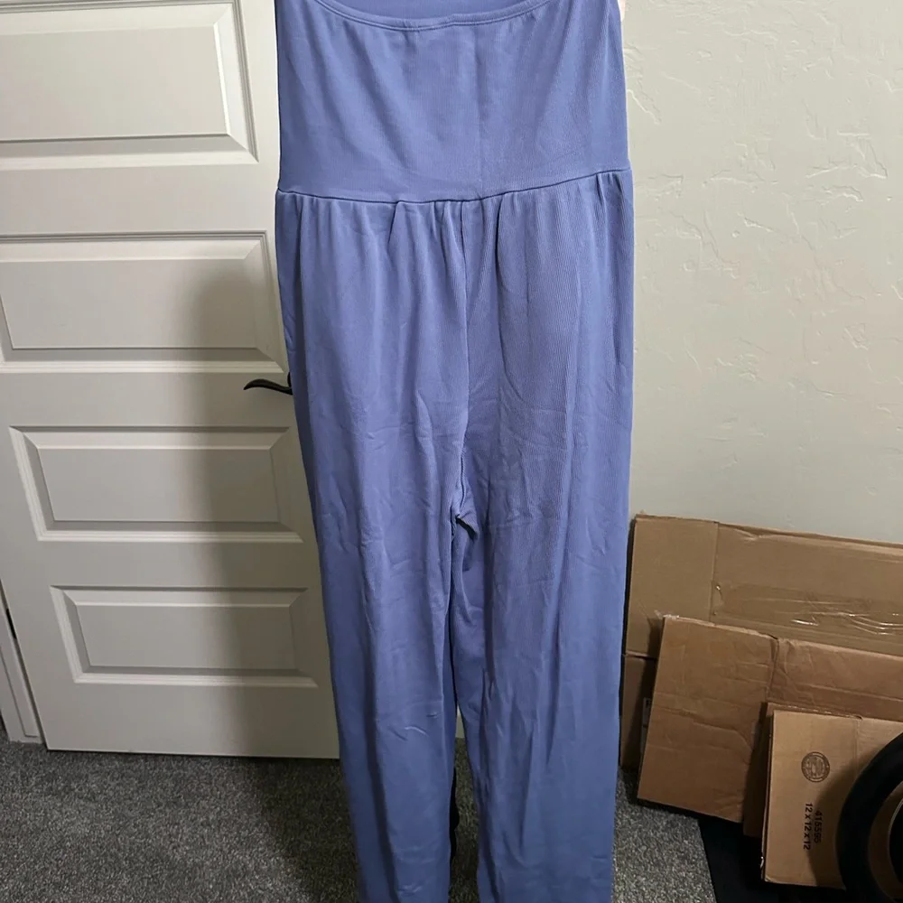 OQQ Blue Ribbed Top